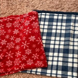 Red Snowflake and Blue Plaid Baby Blankets